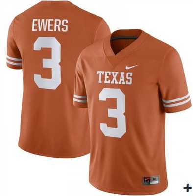 Men%27s Texas Longhorns #3 Quinn Ewers Orange Stitched Jersey Dzhi